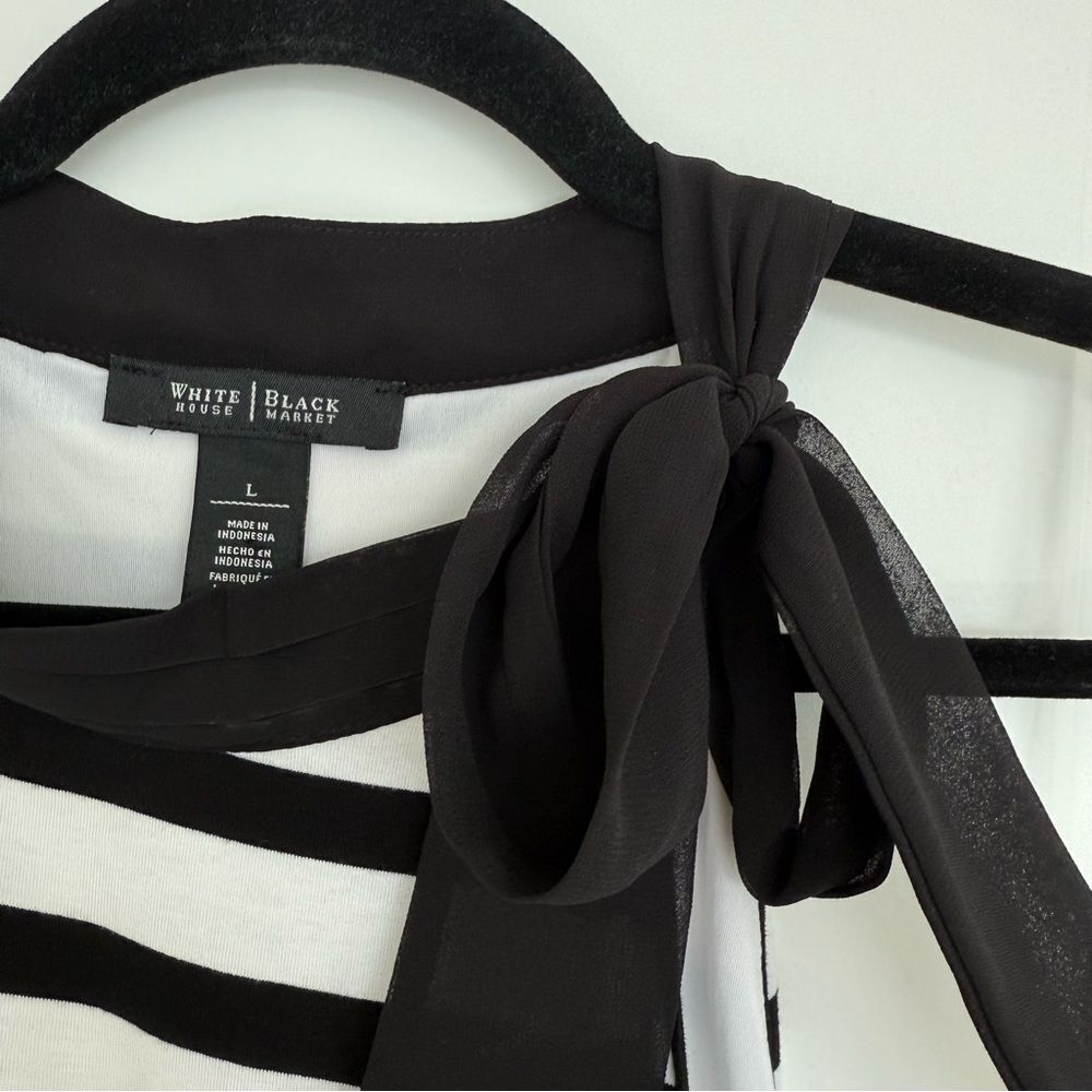 WHITE HOUSE BLACK MARKET | striped halter top with tie detail - Picture 4 of 10